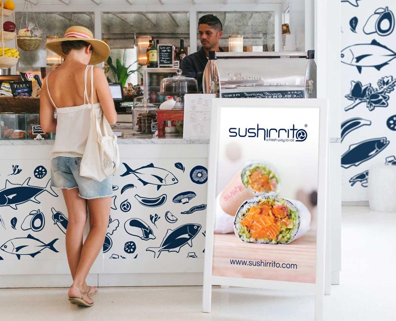 storefront design for a sushi burrito concept